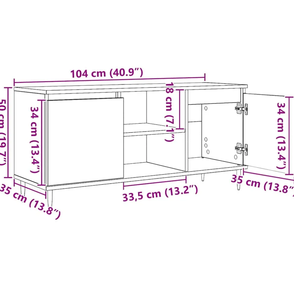 vidaXL TV-kast 104 x 35 x 50 cm Artisan Eiken Bewerkt hout