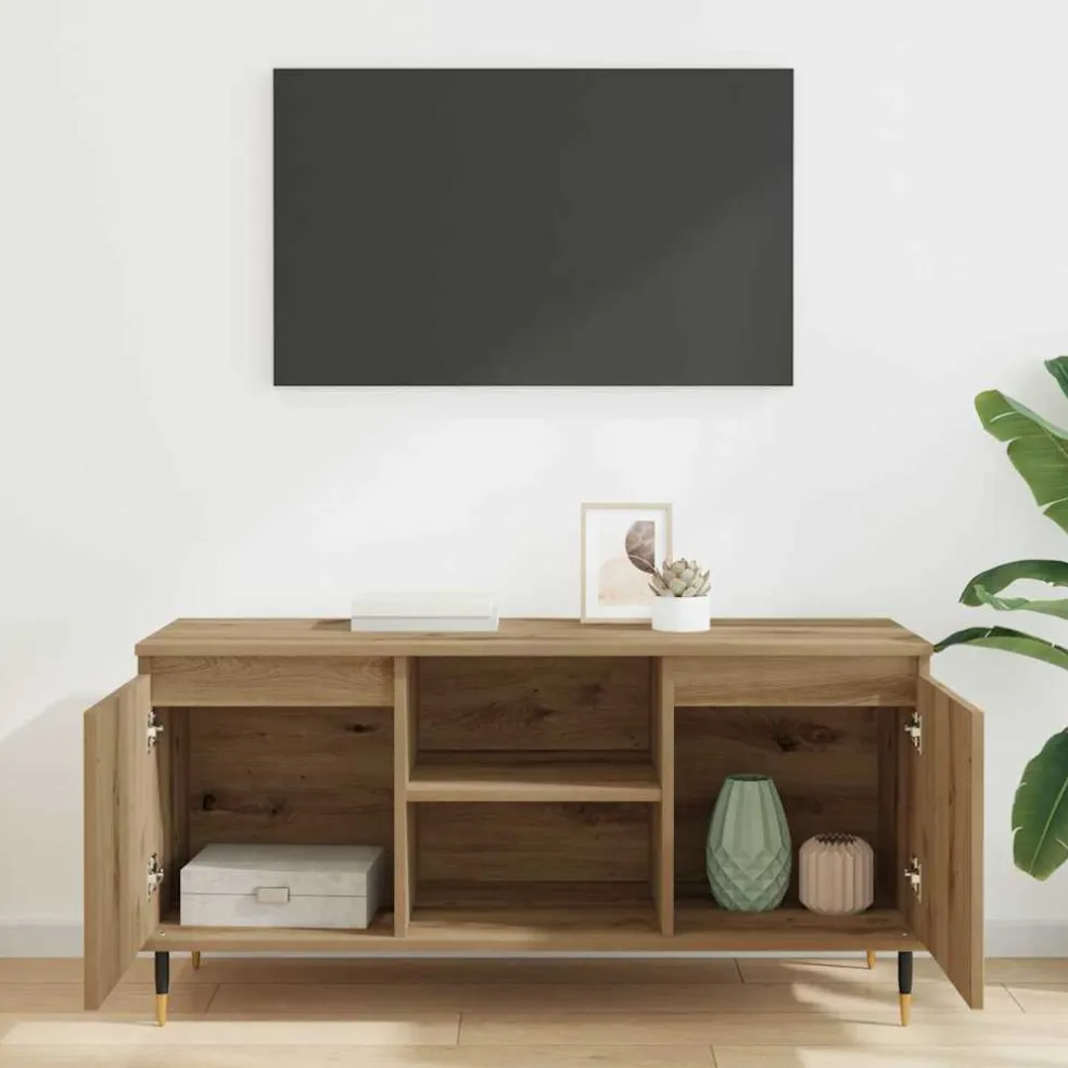 vidaXL TV-kast 104 x 35 x 50 cm Artisan Eiken Bewerkt hout