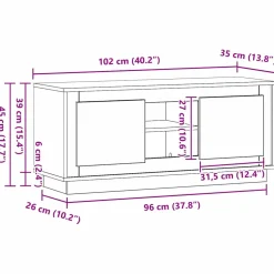 vidaXL TV-kast 102 x 35 x 45 cm Artisan Eiken Bewerkt hout
