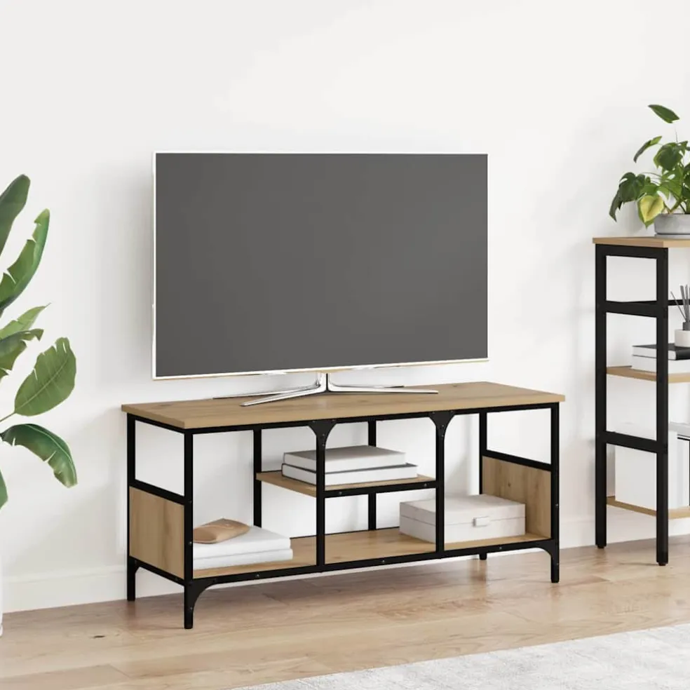 vidaXL TV-kast 100 x 35 x 45 cm Artisan Eiken Gemonteerd hout en ijzer