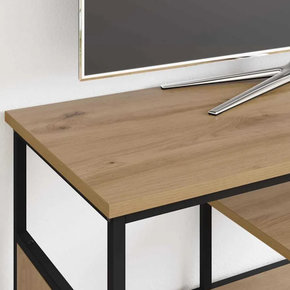 vidaXL TV-kast 100 x 35 x 45 cm Artisan Eiken Gemonteerd hout en ijzer