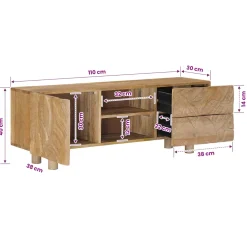 vidaXL TV-kast 110 x 30 x 40 cm Massief Mango Hout en Geengineerd Hout