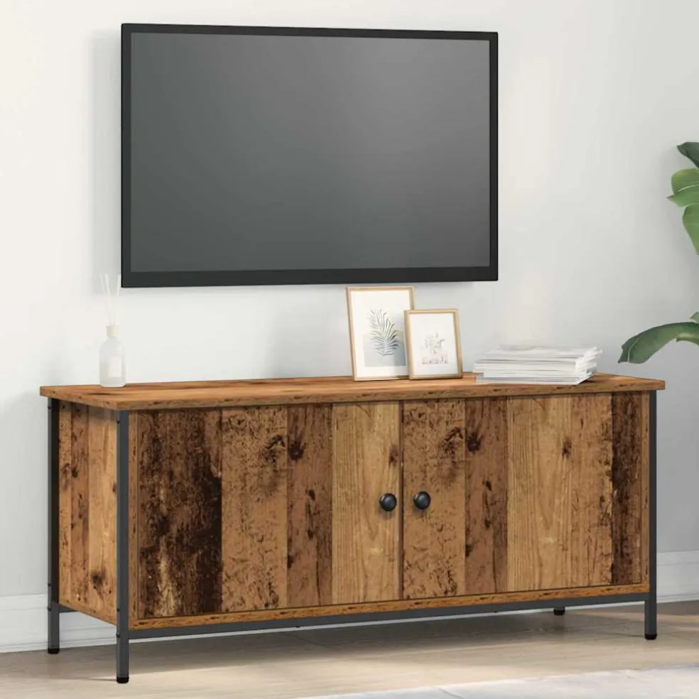 vidaXL TV-kast 100 x 35 x 45 cm Oud Hout Bewerkt hout