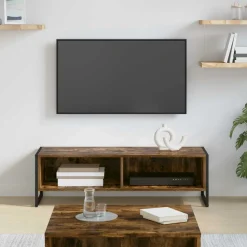 vidaXL TV-kast 100 x 36.5 x 30.5 cm Rook Eik Bewerkt hout
