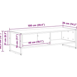 vidaXL TV-kast 100 x 36.5 x 30.5 cm Rook Eik Bewerkt hout