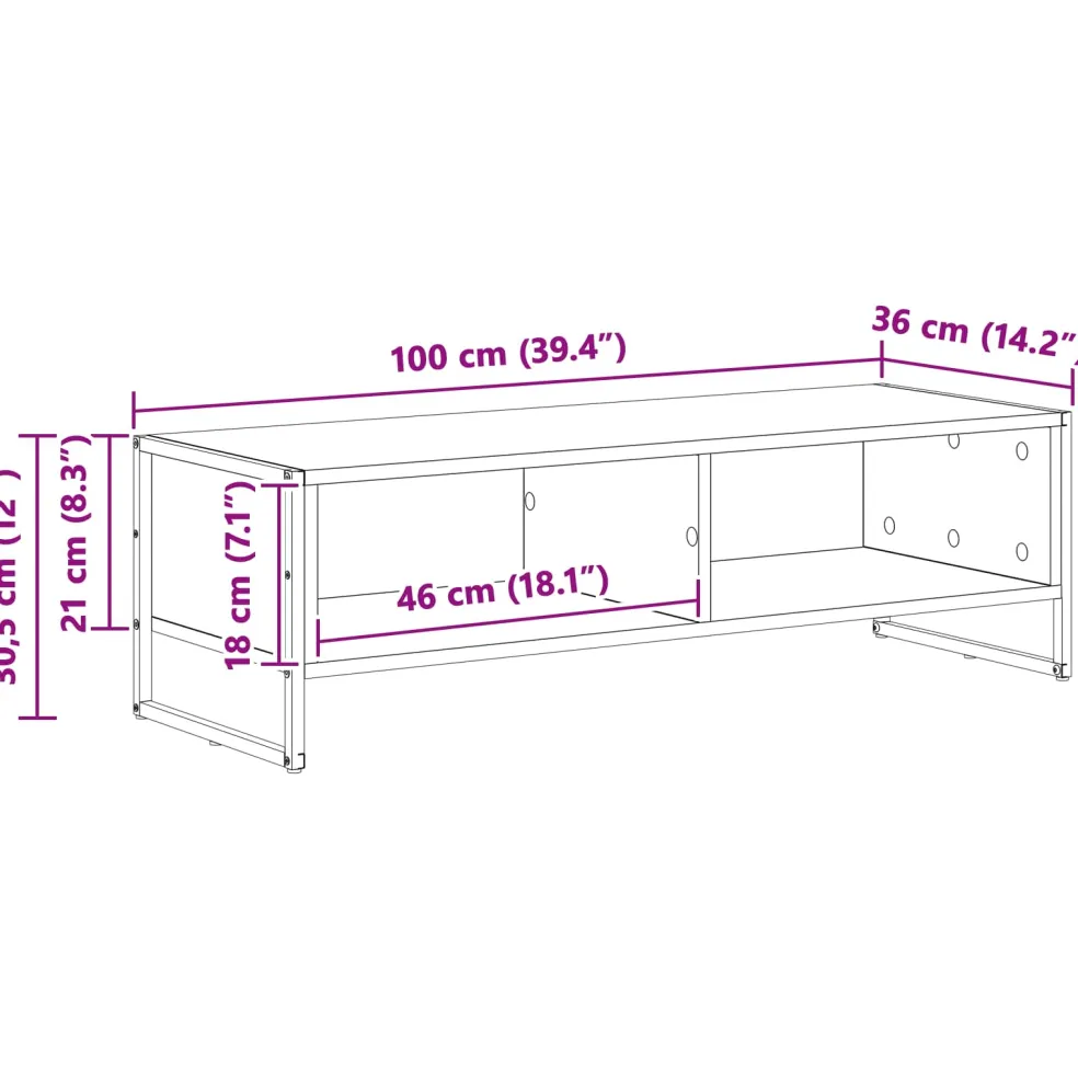 vidaXL TV-kast 100 x 36.5 x 30.5 cm Sonoma Bewerkt hout