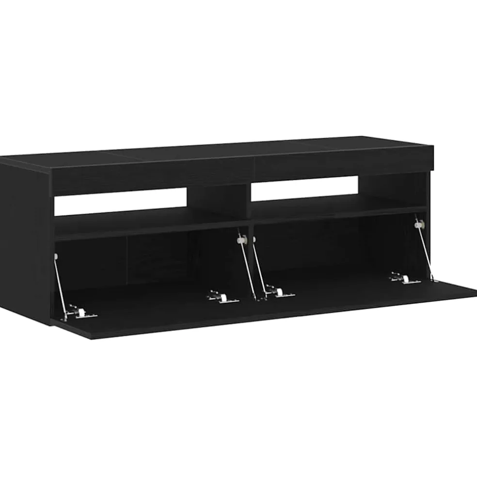 vidaXL TV-kast 120 x 35 x 40 cm Zwart Eiken Bewerkt hout