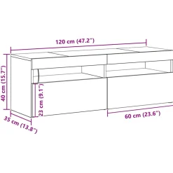 vidaXL TV-kast 120 x 35 x 40 cm Zwart Eiken Bewerkt hout