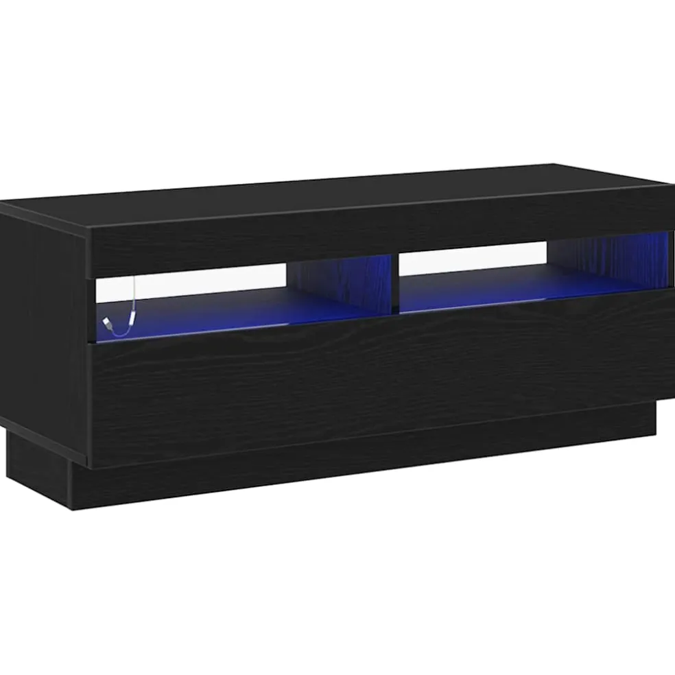 vidaXL TV-kast 100 x 35 x 40 cm Zwart Eiken Bewerkt hout