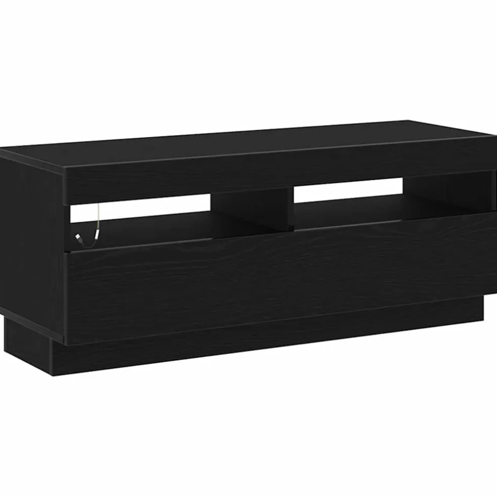 vidaXL TV-kast 100 x 35 x 40 cm Zwart Eiken Bewerkt hout