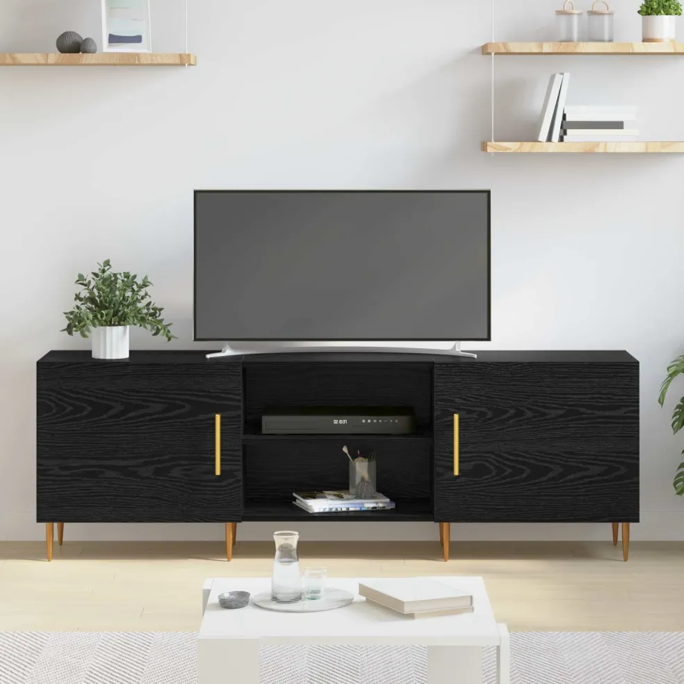 vidaXL TV-kast 150 x 30 x 50 cm Zwart eiken Bewerkt hout