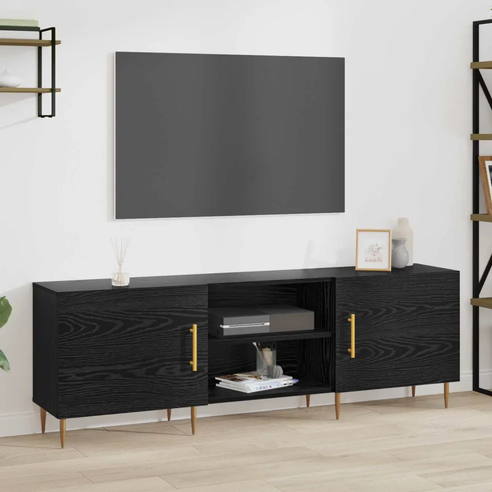 vidaXL TV-kast 150 x 30 x 50 cm Zwart eiken Bewerkt hout