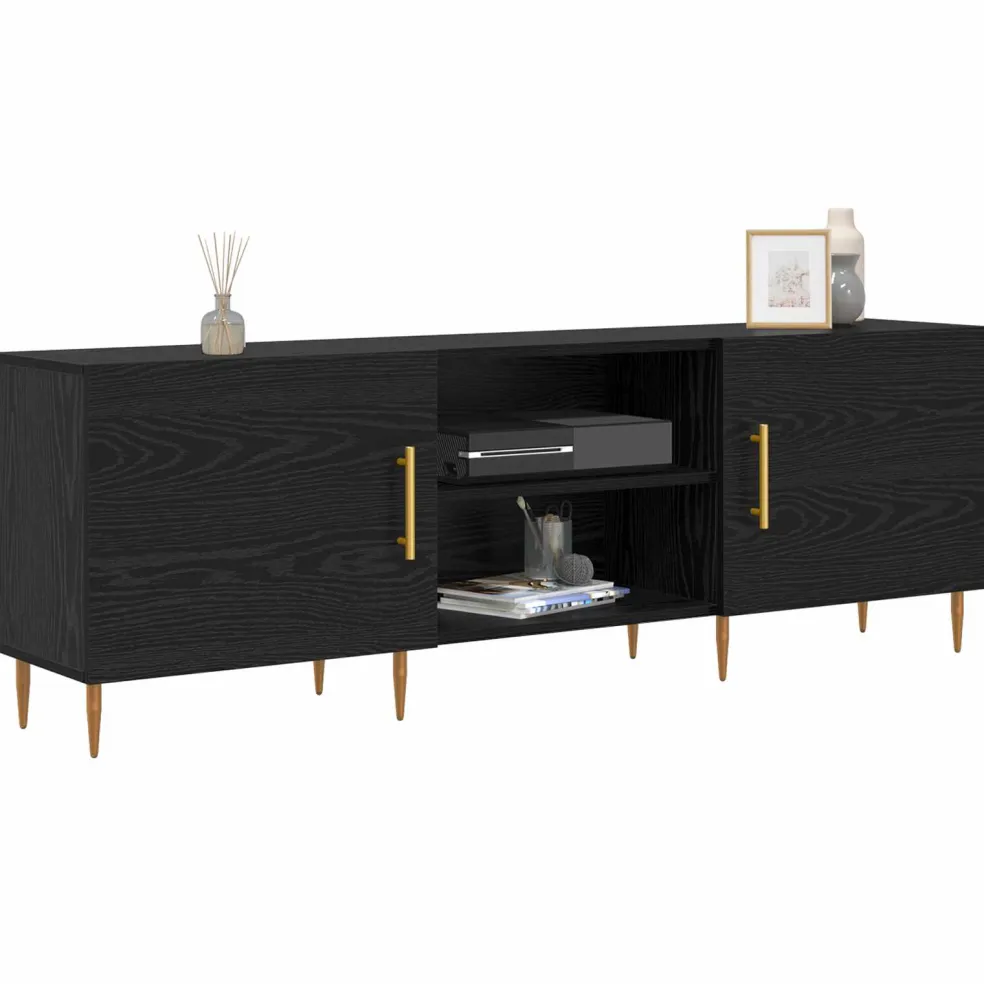 vidaXL TV-kast 150 x 30 x 50 cm Zwart eiken Bewerkt hout