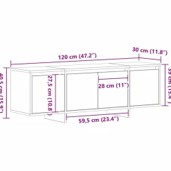 vidaXL TV-kast 120 x 30 x 40,5 cm Zwart Eiken Bewerkt hout