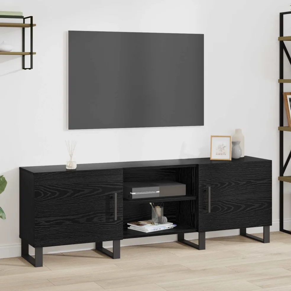 vidaXL TV-kast 150 x 30 x 50 cm Zwart Eiken Bewerkt hout