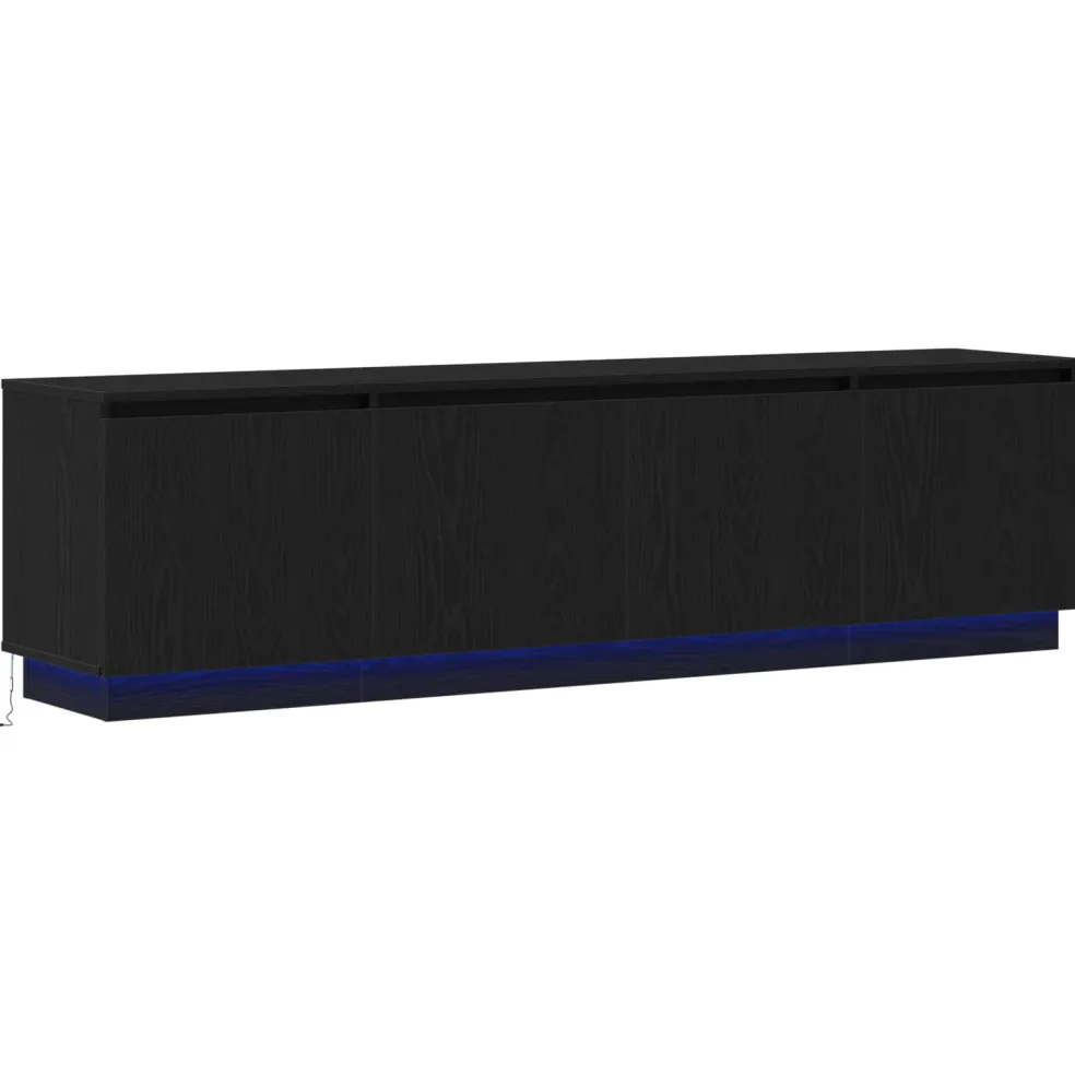 vidaXL TV-kast 180 x 38 x 49 cm Zwart Eiken Bewerkt hout