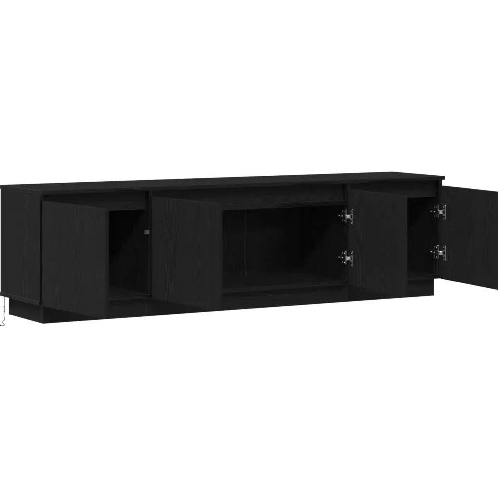 vidaXL TV-kast 180 x 38 x 49 cm Zwart Eiken Bewerkt hout