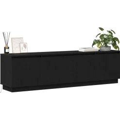 vidaXL TV-kast 180 x 38 x 49 cm Zwart Eiken Bewerkt hout