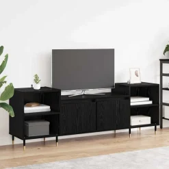 vidaXL TV-kast 160 x 35 x 55 cm Zwart Eiken Bewerkt hout
