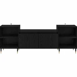 vidaXL TV-kast 160 x 35 x 55 cm Zwart Eiken Bewerkt hout