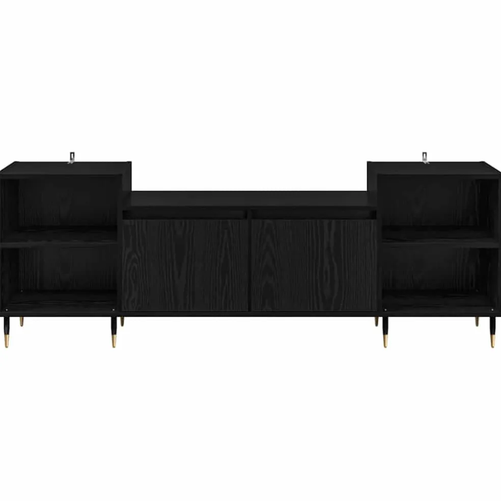 vidaXL TV-kast 160 x 35 x 55 cm Zwart Eiken Bewerkt hout