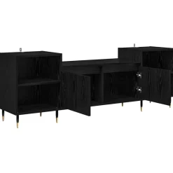 vidaXL TV-kast 160 x 35 x 55 cm Zwart Eiken Bewerkt hout