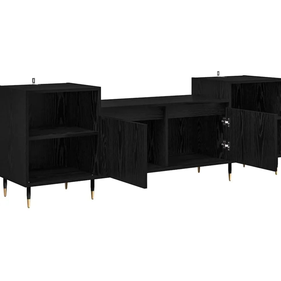 vidaXL TV-kast 160 x 35 x 55 cm Zwart Eiken Bewerkt hout