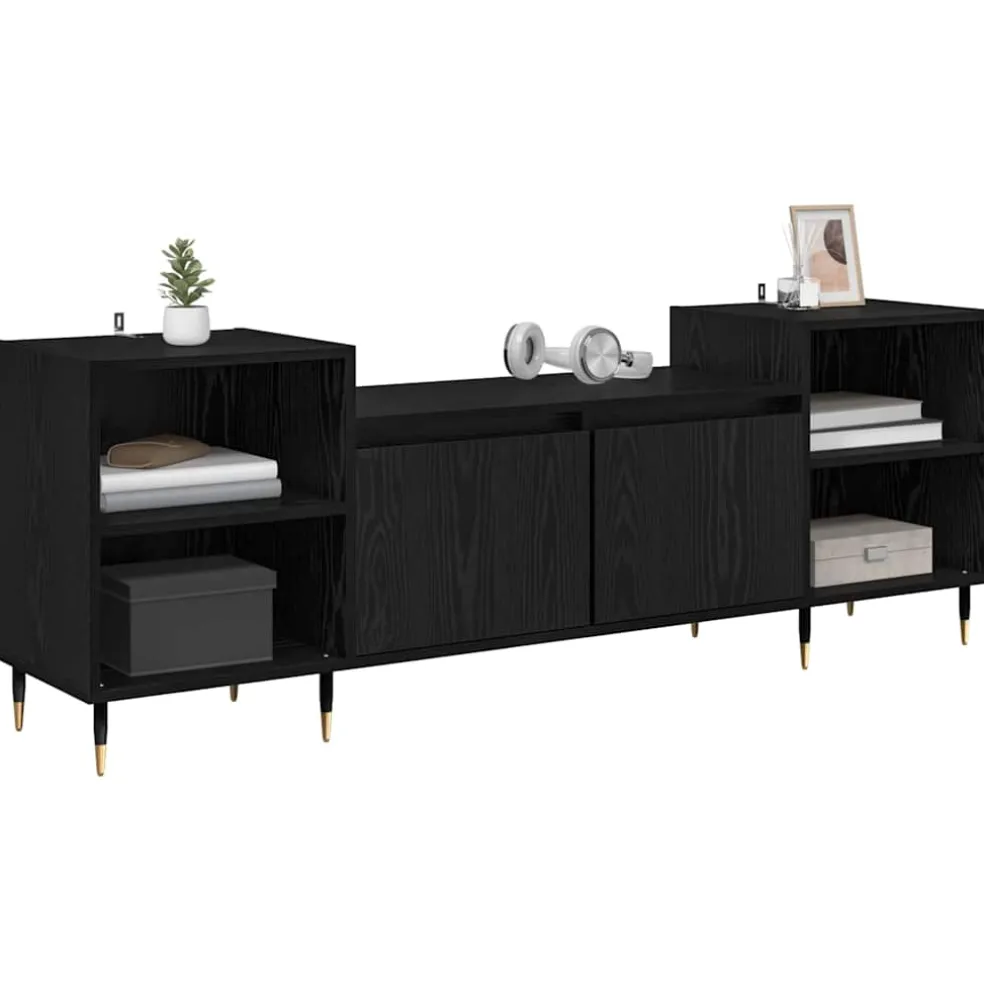 vidaXL TV-kast 160 x 35 x 55 cm Zwart Eiken Bewerkt hout