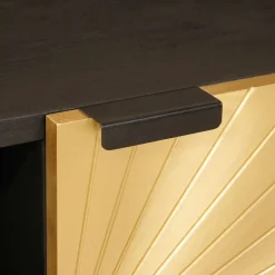 vidaXL TV-kast Zwart en Goud 80 x 33 x 46 cm Bewerkt hout