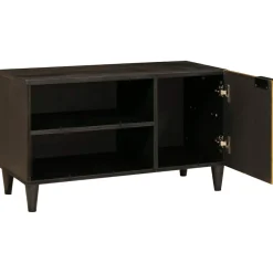 vidaXL TV-kast Zwart en Goud 80 x 33 x 46 cm Bewerkt hout