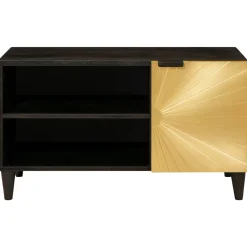 vidaXL TV-kast Zwart en Goud 80 x 33 x 46 cm Bewerkt hout
