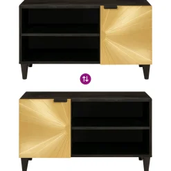 vidaXL TV-kast Zwart en Goud 80 x 33 x 46 cm Bewerkt hout