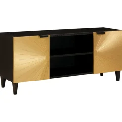 vidaXL TV-kast Zwart en Goud 105 x 33 x 46 cm Bewerkt hout