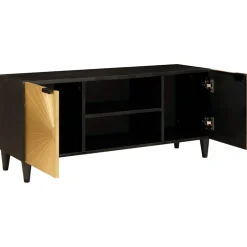 vidaXL TV-kast Zwart en Goud 105 x 33 x 46 cm Bewerkt hout