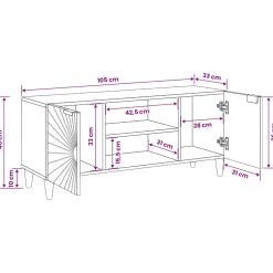 vidaXL TV-kast Zwart en Goud 105 x 33 x 46 cm Bewerkt hout