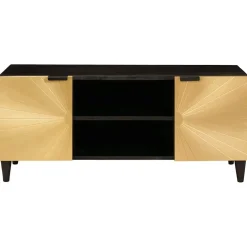 vidaXL TV-kast Zwart en Goud 105 x 33 x 46 cm Bewerkt hout