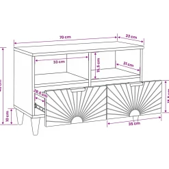 vidaXL TV-kast Zwart en Goud 70 x 33 x 46 cm Bewerkt hout