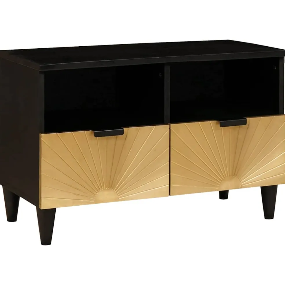 vidaXL TV-kast Zwart en Goud 70 x 33 x 46 cm Bewerkt hout