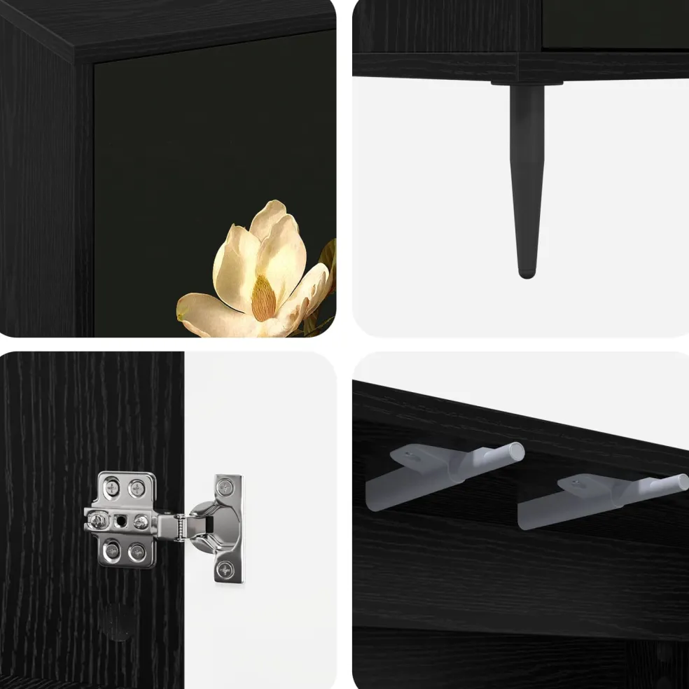 vidaXL Tv-meubel BREMEN 69 x 33 x 50,5 cm Zwart eiken Bewerkt hout