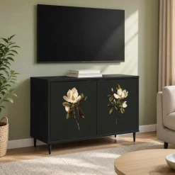 vidaXL Tv-meubel BREMEN 69 x 33 x 50,5 cm Zwart eiken Bewerkt hout