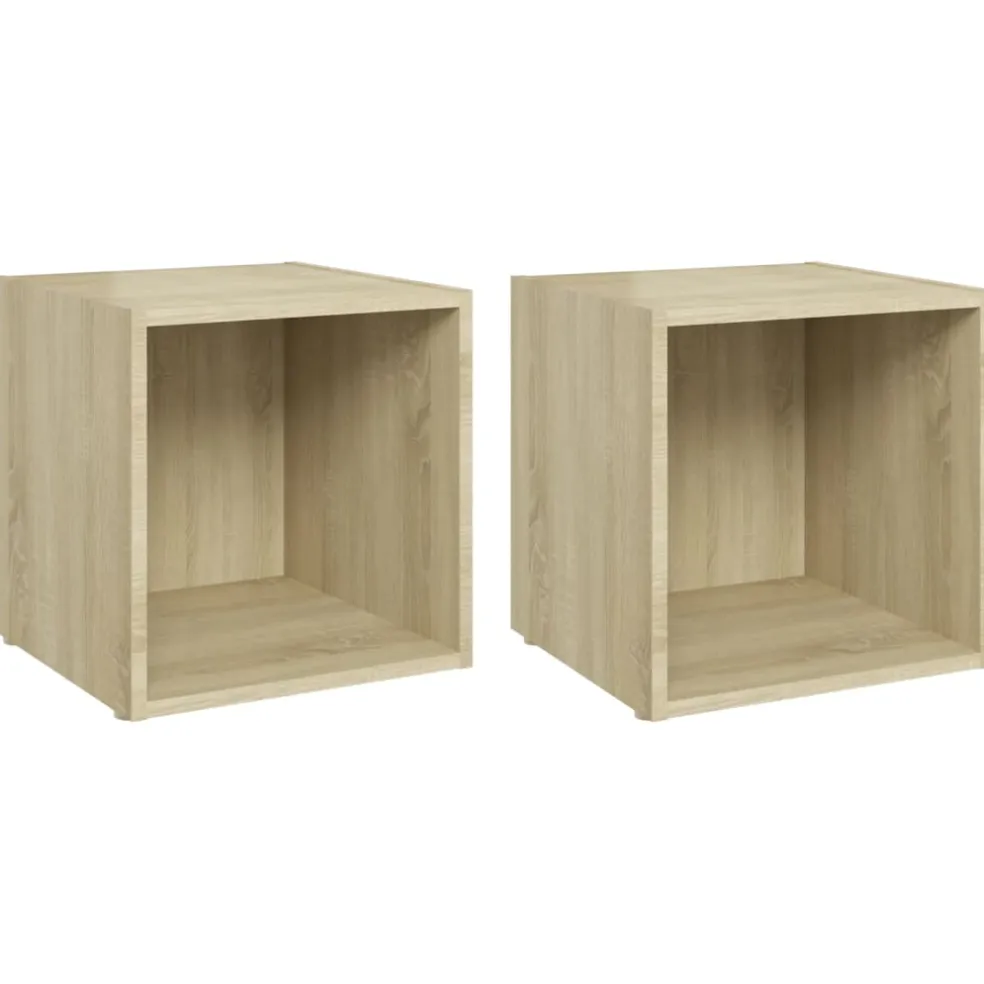 vidaXL Tv-meubelen 2 st 37x35x37 cm bewerkt hout sonoma eikenkleurig