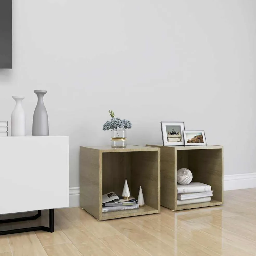 vidaXL Tv-meubelen 2 st 37x35x37 cm bewerkt hout sonoma eikenkleurig