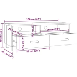 vidaXL Tv-meubel HAMAR 106x40x40 cm massief grenenhout honingbruin