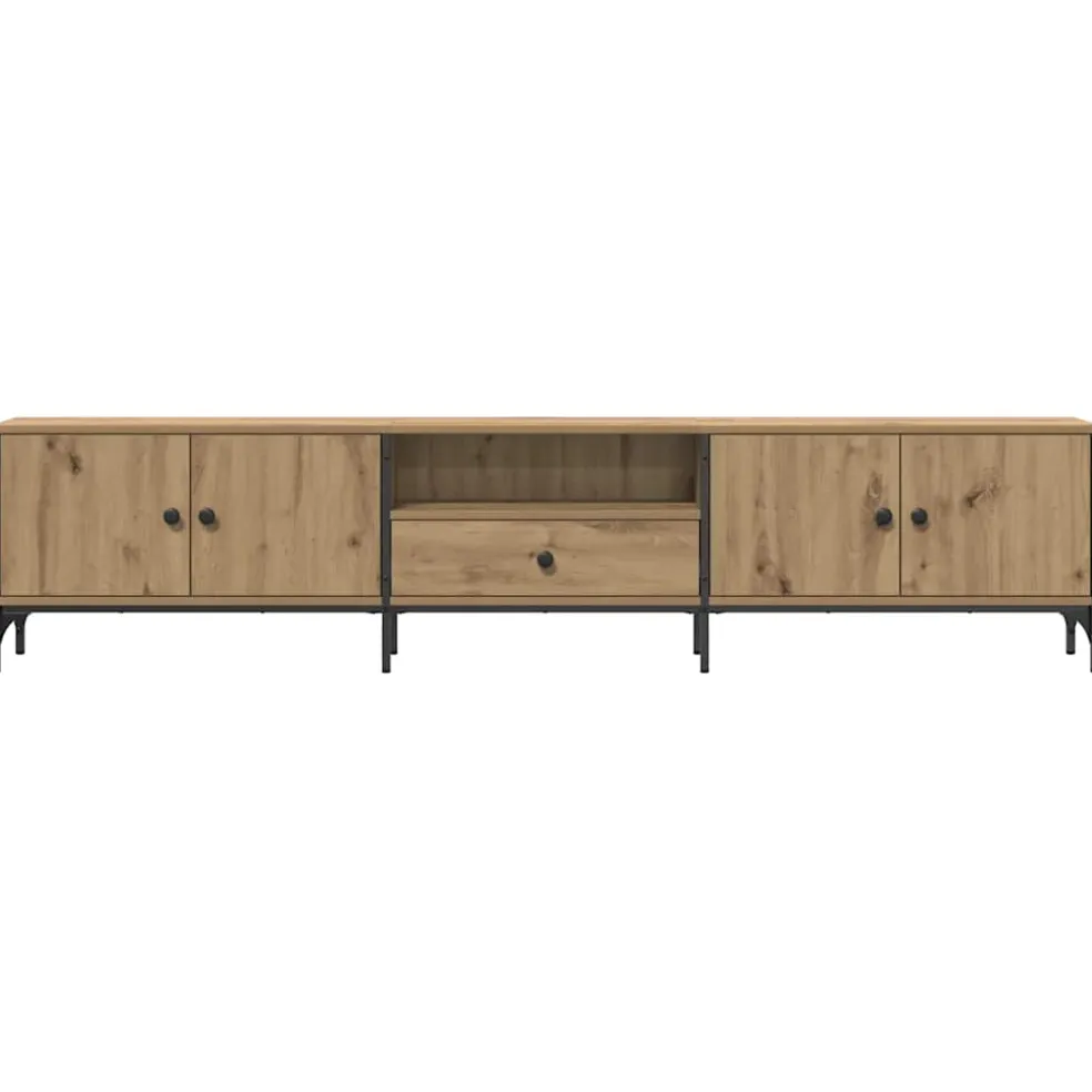 vidaXL Tv-meubel met lade 200x25x44 cm bewerkt hout artisanaal eiken