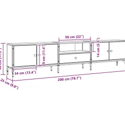 vidaXL Tv-meubel met lade 200x25x44 cm bewerkt hout artisanaal eiken