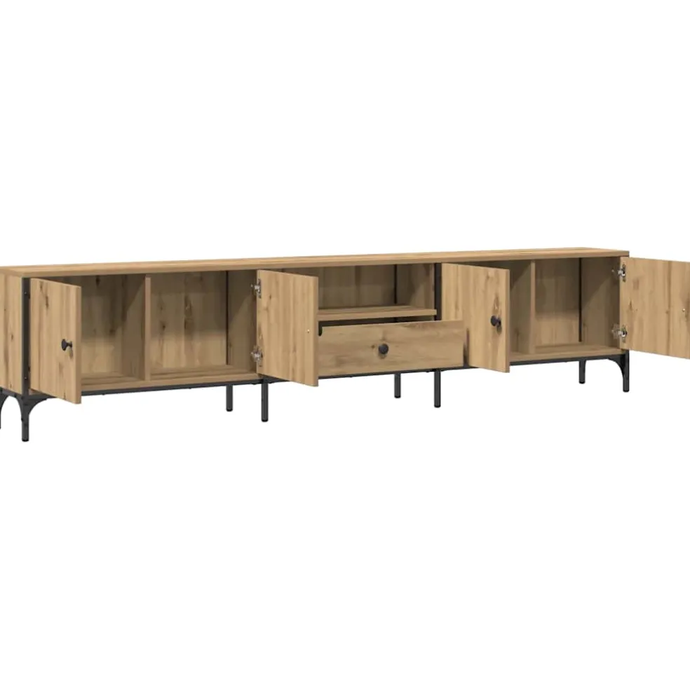 vidaXL Tv-meubel met lade 200x25x44 cm bewerkt hout artisanaal eiken
