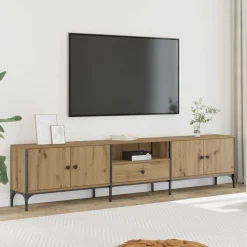vidaXL Tv-meubel met lade 200x25x44 cm bewerkt hout artisanaal eiken
