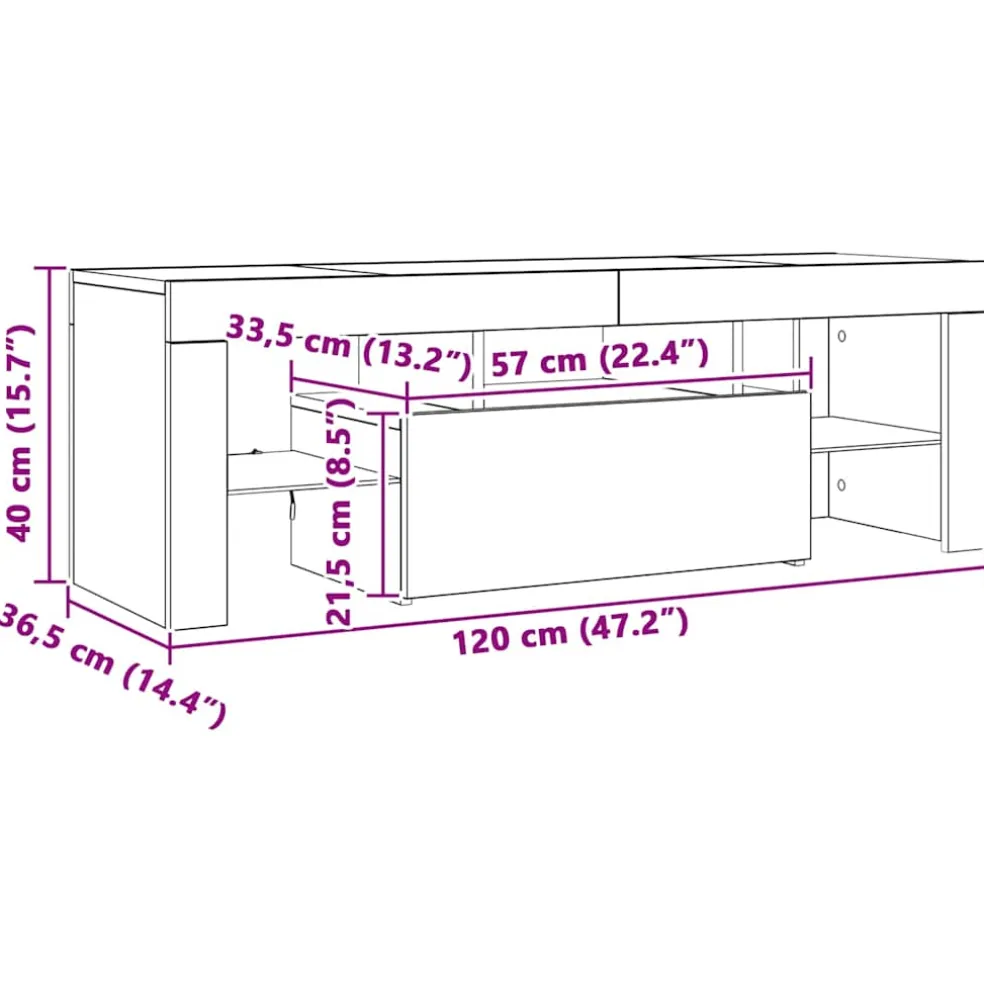 vidaXL Tv-meubel met LED-verlichting 120x35x40 cm grijs sonoma eiken
