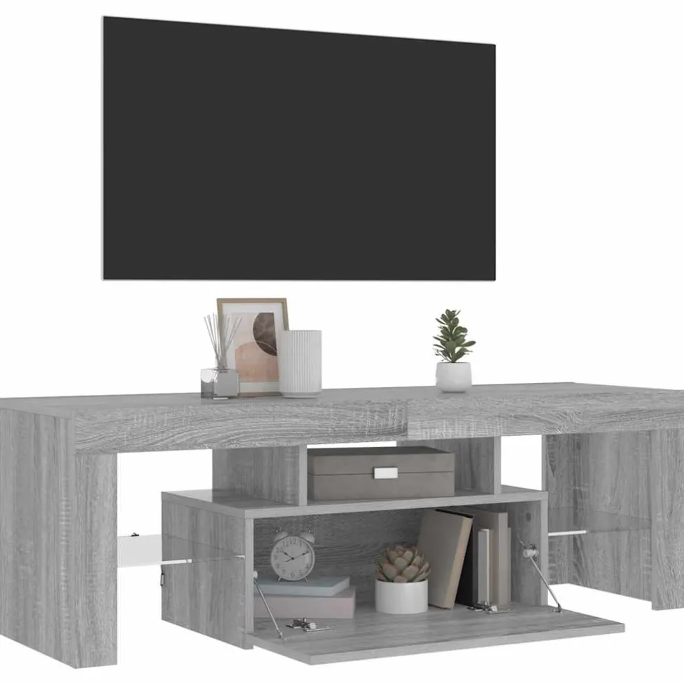 vidaXL Tv-meubel met LED-verlichting 120x35x40 cm grijs sonoma eiken