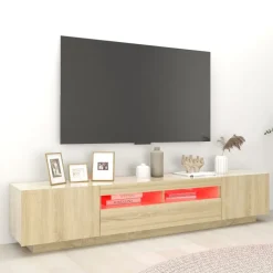 vidaXL Tv-meubel met LED-verlichting 200x35x40 cm sonoma eikenkleurig